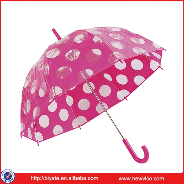 Manual Compact Poe Foldable Transparent Umbrella with DOT Printing