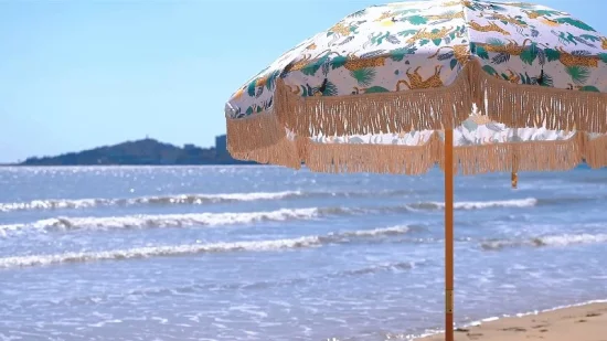 Зонт премиум-класса для небольших семейных путешествий, открытый пляжный зонт с деревянным столбом