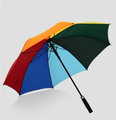 27-дюймовые 8-панельные красочные автоматические открытые водонепроницаемые прямые зонтики для гольфа