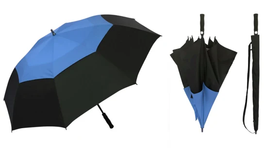 Оптовая продажа: Негабаритный 68-дюймовый синий зонт для гольфа. Супербольшой двухслойный ветроустойчивый дождеустойчивый автоматический открытый зонт для гольфа с индивидуальным логотипом.