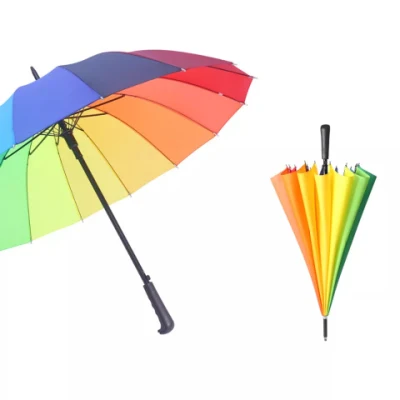 Рекламные зонты 16K Rainbow Golf, полуавтоматический зонт для гольфа, ветрозащитный, солнцезащитный, прямой зонт